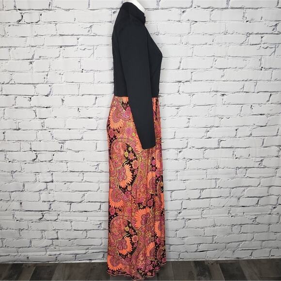Vintage Neon Paisley Floral Maxi Dress, size Small - Picture 6 of 8